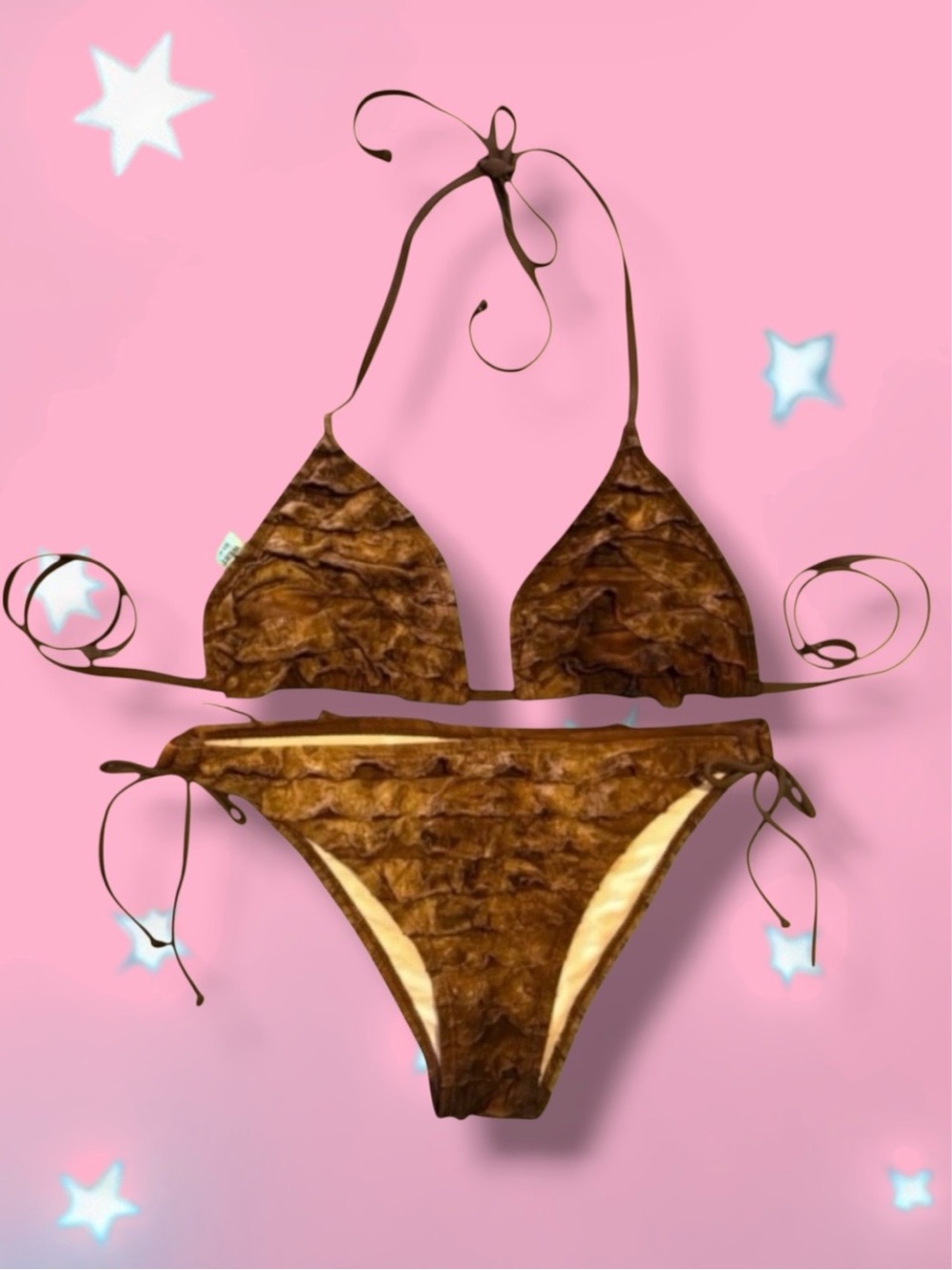 🆕💞MARINA WEST Tie Dye String Bikini • BROWN • Medium • NWOT